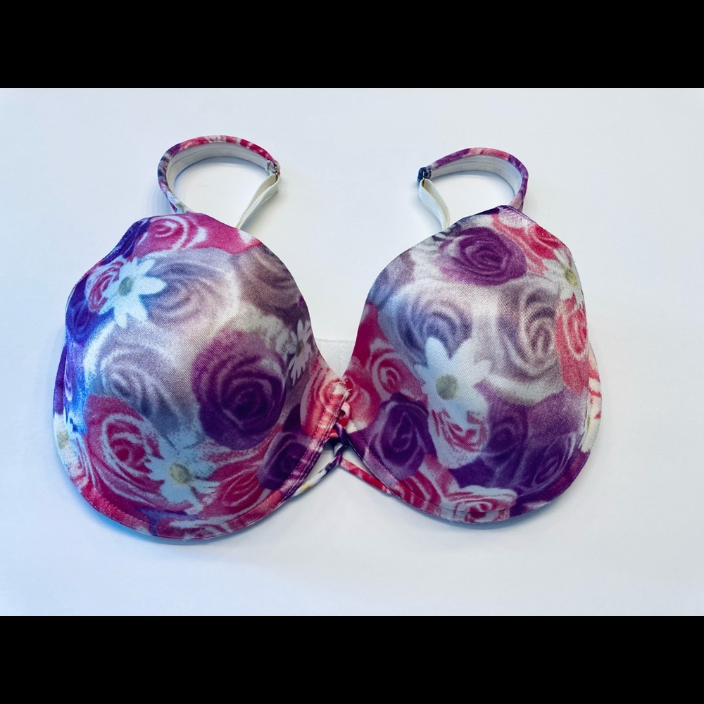 Fredrick's Of Hollywood Bra Padded Underwire Floral Rose Print 34G (4D)
